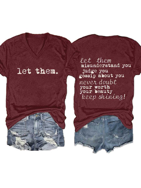Women's Let Them V-neck Casual T-Shirt