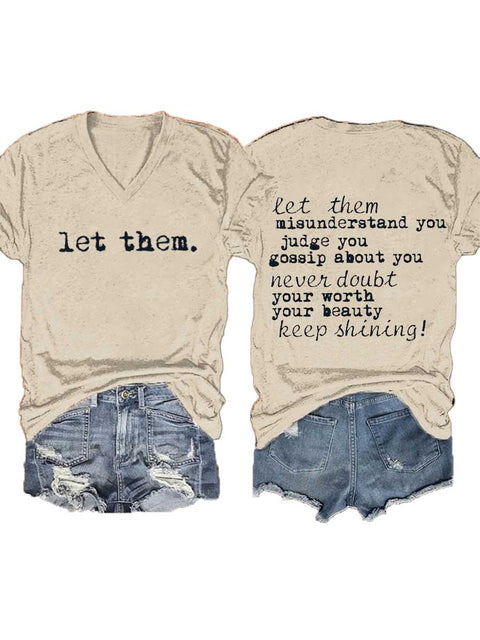 Women's Let Them V-neck Casual T-Shirt