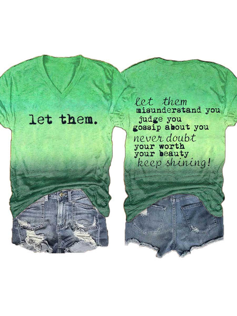 Women's Let Them V-neck Casual T-Shirt