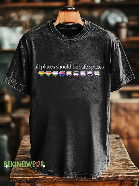 All Places Should Be Safe Spaces T-shirt Black / S