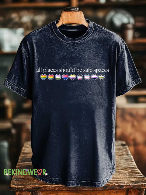 All Places Should Be Safe Spaces T-shirt Blue / S