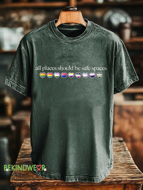 All Places Should Be Safe Spaces T-shirt Green / S