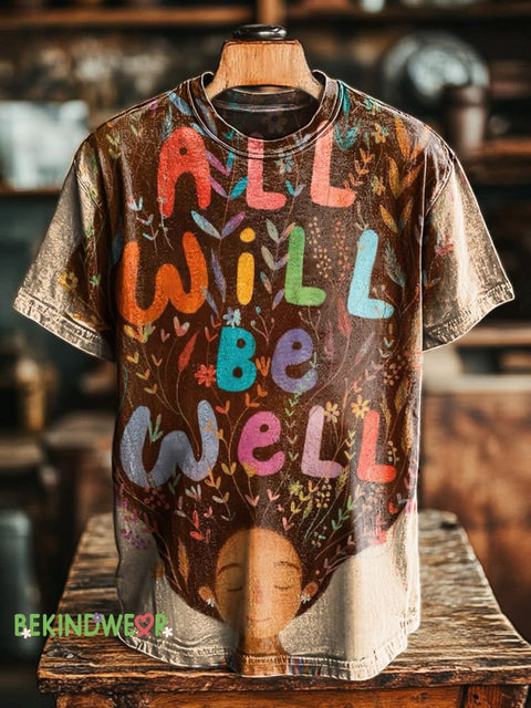 All Will Be Well Printed Casual Crew Neck Short Sleeve T-Shirt Multicolor / S