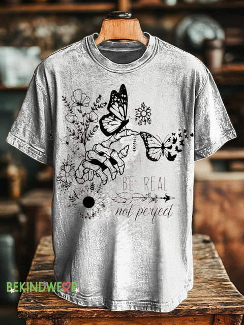 Be Real Printed Casual Crew Neck Short Sleeve T-Shirt Multicolor / S
