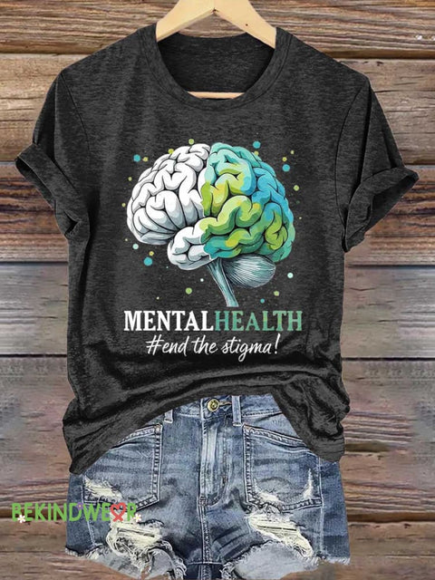 Brain Mental Health Awareness T-shirt Black / S
