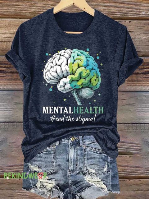 Brain Mental Health Awareness T-shirt Blue / S