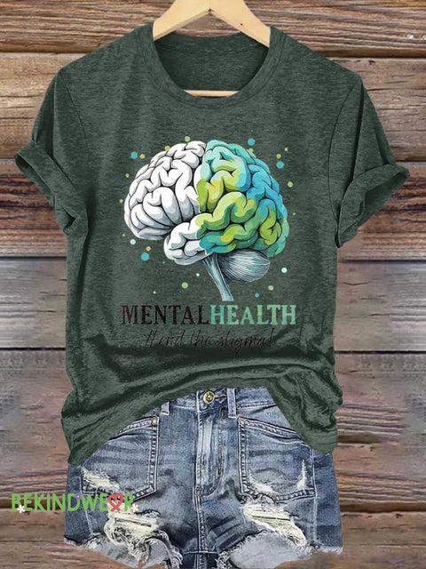 Brain Mental Health Awareness T-shirt Green / S