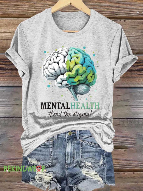 Brain Mental Health Awareness T-shirt White / S