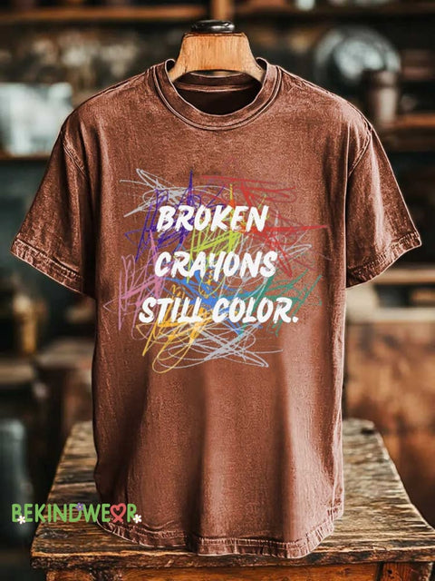Broken Crayons Still Color Mental Health Awareness T-shirt Orange / S