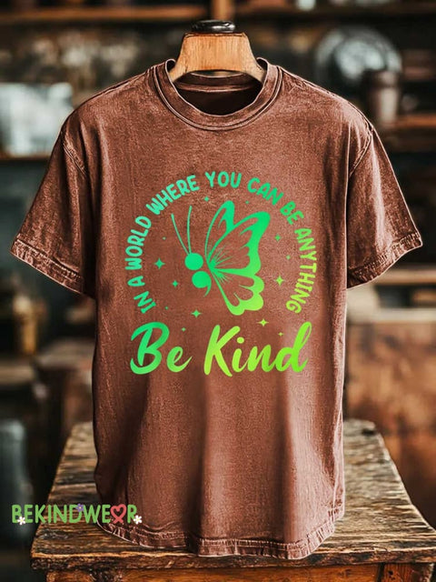 Butterfly IN A WORLD WHERE YOU CAN BE ANYTHING Be Kind T-shirt Orange / S
