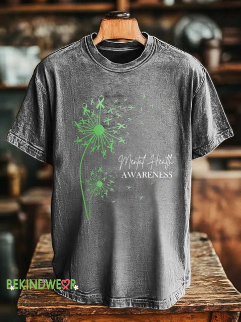 Dandelion Mental Health Awareness T-shirt Grey / S