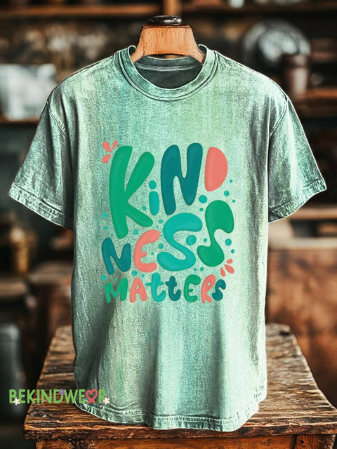 Kindness Matter Printed Casual Crew Neck Short Sleeve T-Shirt Multicolor / S