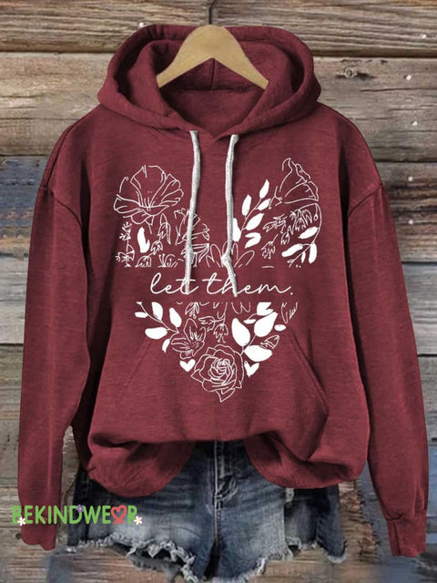 Let Them Casual Hoodie Sweatshirt Red / S