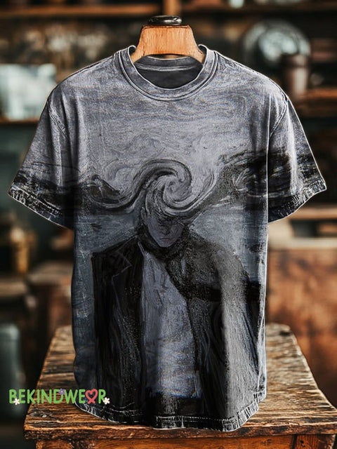 Mental Health Awareness Portrait Fuzzy Print Casual Round Neck Short Sleeve T-Shirt Multicolor / S
