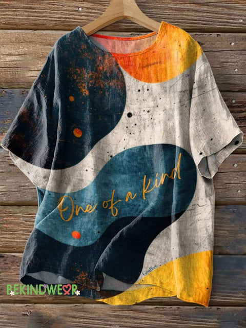 Only Of A Kind Printed Casual Cotton Linen Shirt Multicolor / S