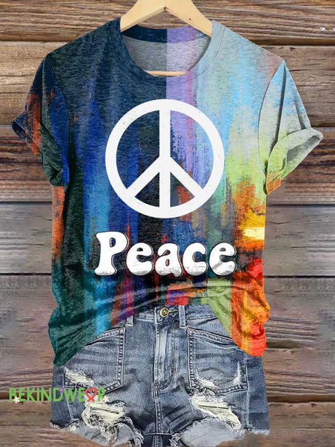 Peace Sign Love and Peace T-shirt Multicolor / S