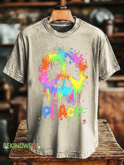 Peace Sign Love and Peace T-shirt Sand / S