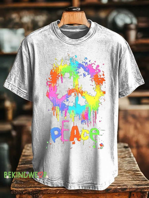 Peace Sign Love and Peace T-shirt White / S