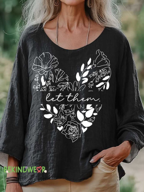 Women’s Let Them Print Casual Cotton And Linen Shirt Black / S