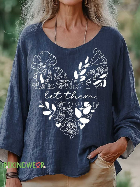 Women’s Let Them Print Casual Cotton And Linen Shirt Blue / S