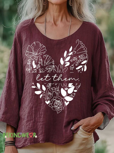 Women’s Let Them Print Casual Cotton And Linen Shirt Red / S